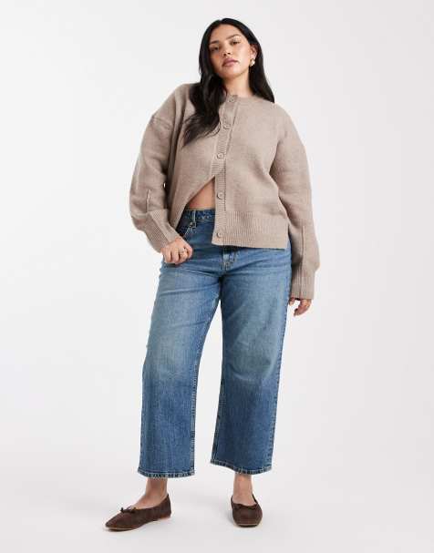 ASOS DESIGN Curve ankle grazer comfort stretch straight leg jeans in mid blue 