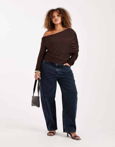 ASOS DESIGN Curve slim barrel jeans in blue black 