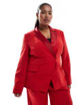 [ASOS DESIGN] ASOS DESIGN Curve nipped waist tux blazer in red (part of a set) XL Red