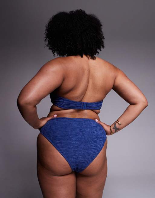 ASOS DESIGN Curve Oceana Azores high leg high waist bikini bottom in navy, 2 of 4