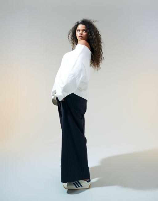 ASOS DESIGN Curve off shoulder oversized sweatshirt in white