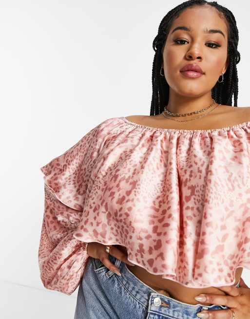 Pink long sleeve ruffle hot sale top