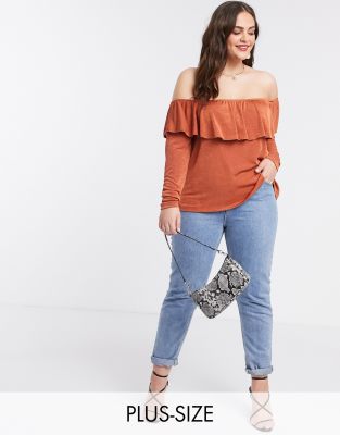 off the shoulder ruffle shirt