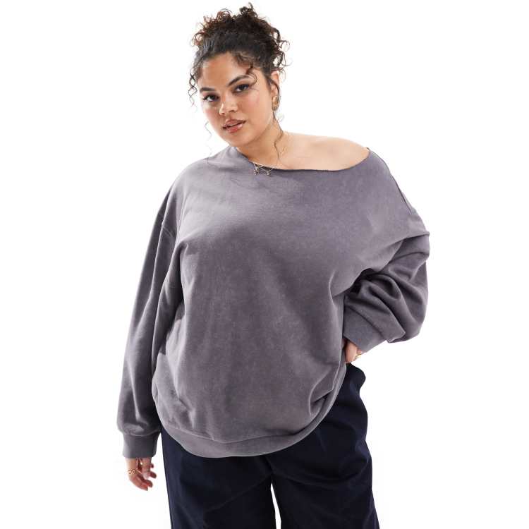 Plus size off the shoulder sweatshirt on sale