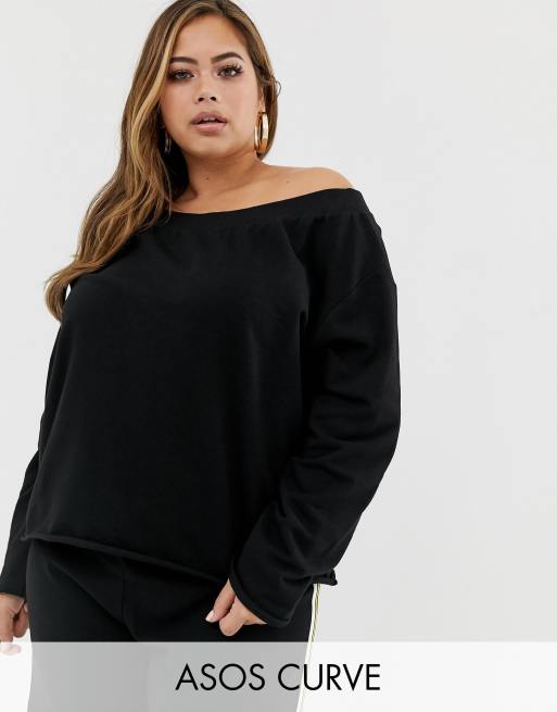 Plus size off 2025 the shoulder sweatshirt