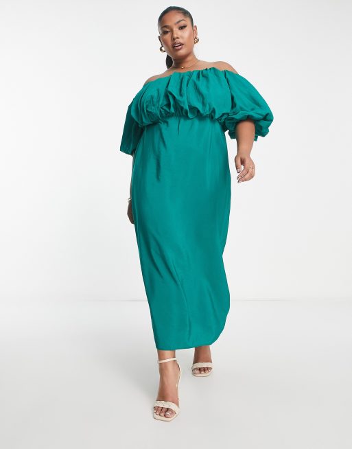 Asos green off the shoulder cheap dress