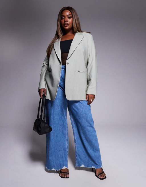 ASOS DESIGN Curve – Olivgrön, avslappnad kavaj, 2 av 4