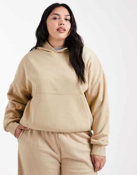 ASOS DESIGN Curve – Olivgrön huvtröja i oversize med borstad insida - view 1