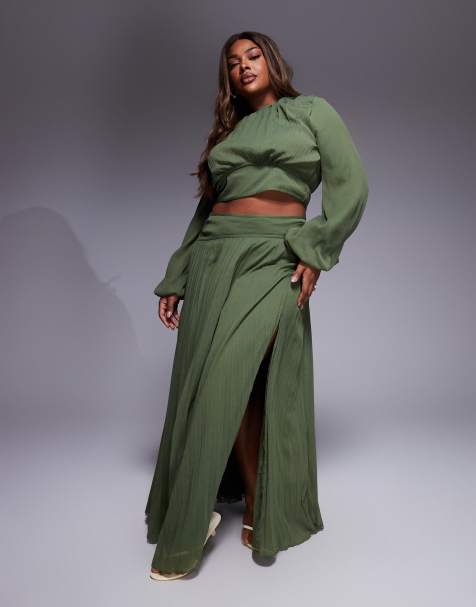 ASOS DESIGN Curve – Olivgrönt set - view 1