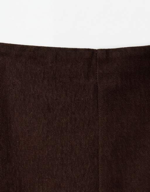 ASOS DESIGN Curve - Opengewerkte denim short in chocoladebruin, deel van co-ord set, 8 van 9
