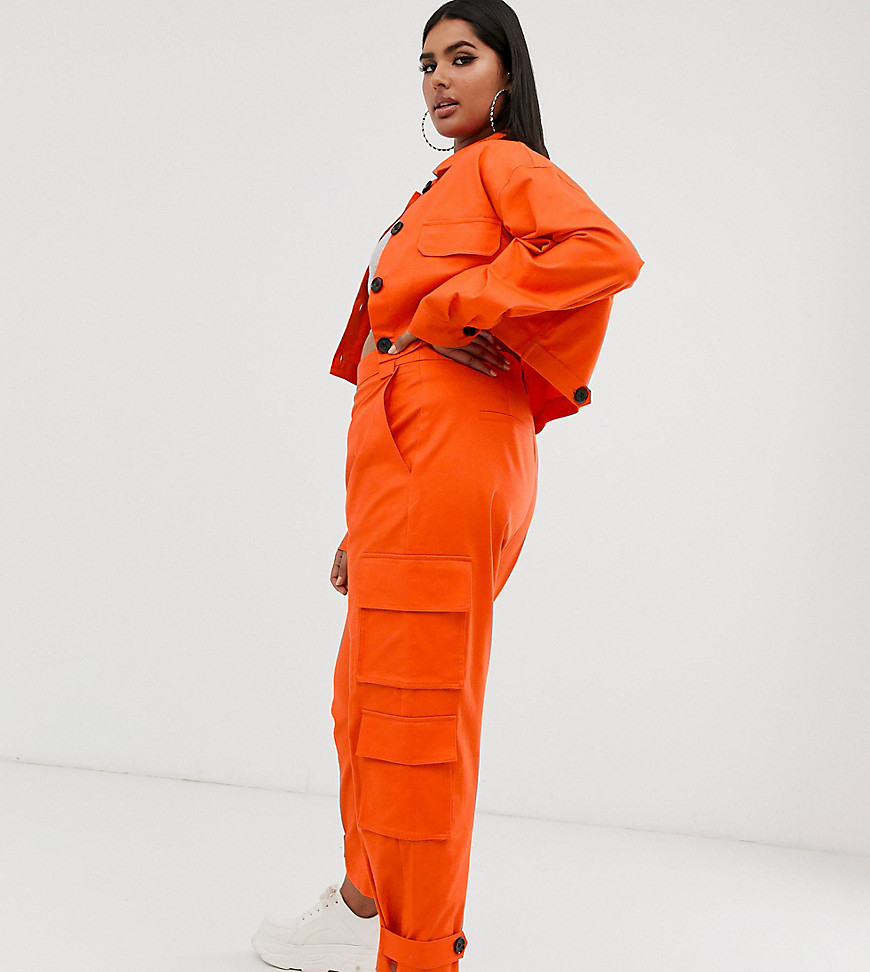 ASOS DESIGN Curve – Orange kostymbyxor i cargomodell