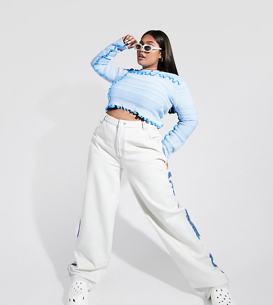 Plus-size jeans by ASOS DESIGN Part of our responsible edit Tie-dye design Mid-rise Belt loops Five pockets Oversized fit