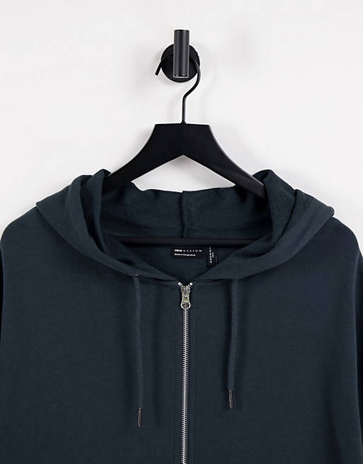  Curve organic cotton super oversized zip through hoodie in charcoal 