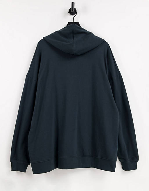  Curve organic cotton super oversized zip through hoodie in charcoal 