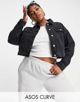 black cropped denim jacket plus size