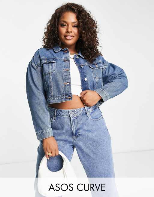 ASOS DESIGN Curve original denim jacket in midwash