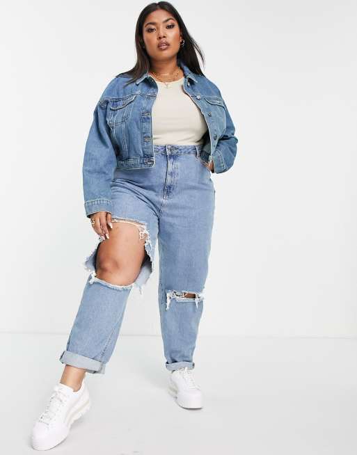 ASOS DESIGN Curve original denim jacket in midwash