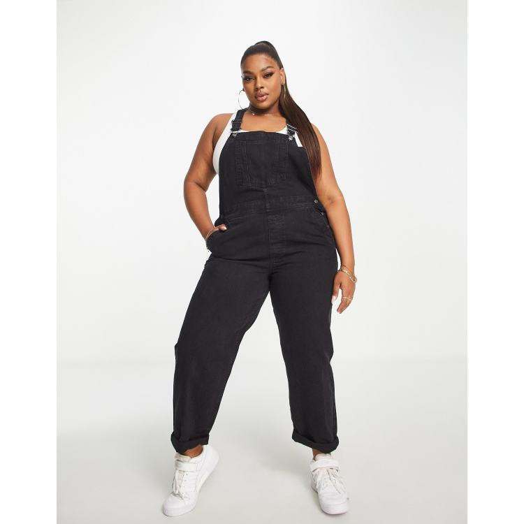 ASOS DESIGN Curve 'original' denim overalls in washed black | ASOS