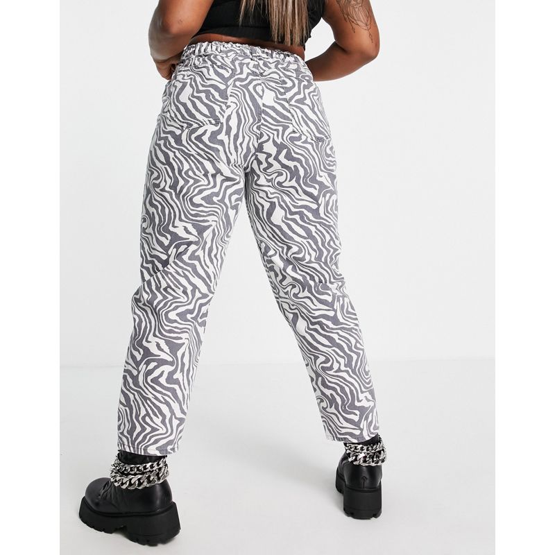 Donna s9OMf DESIGN Curve - Original - Mom jeans a vita alta con stampa di zebrata e fascia elastica sul retro in vita