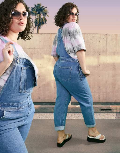 ASOS DESIGN Curve - Original - Overalls i mellemvasket denim, 2 af 4