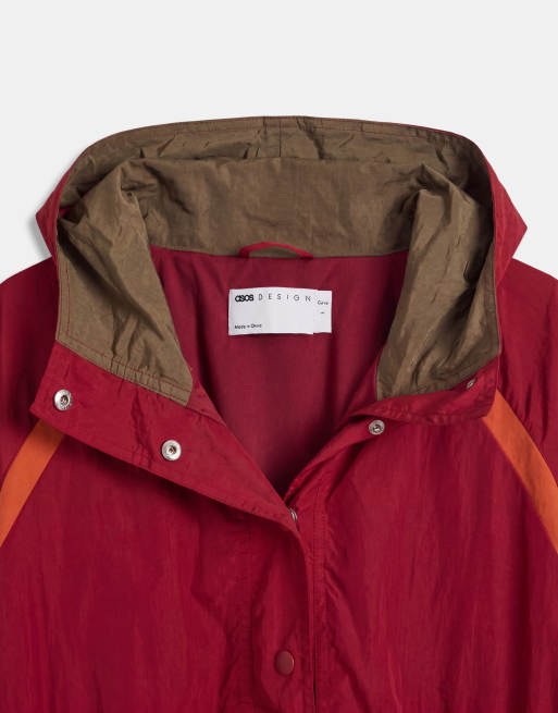 ASOS DESIGN Curve overhead colour block track jacket in red, 8 of 8