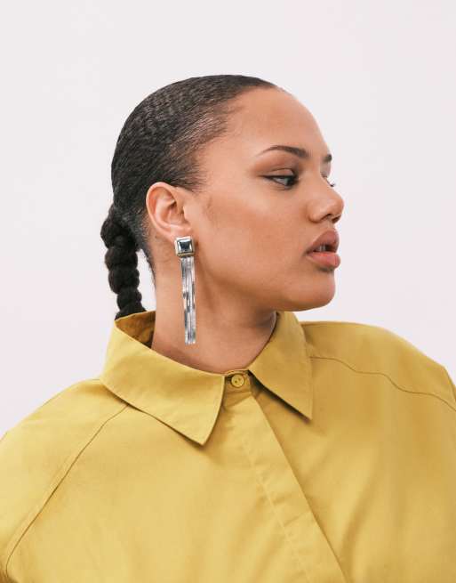 ASOS DESIGN Curve - Overhemd met schoudervullingen en lange achterkant in mosterdgeel, 4 van 4