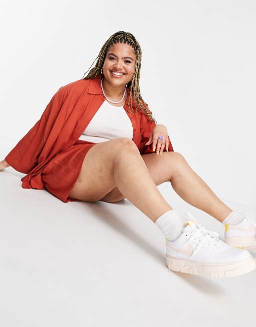 ASOS DESIGN Curve - Overshirt met kimonomouwen in roestbruin, deel van co-ord set  , 4 van 4
