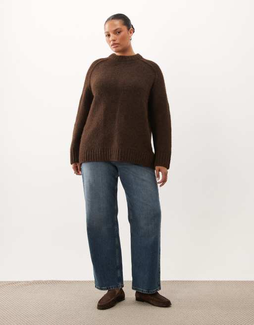 ASOS DESIGN Curve oversize fluffig tröja i choklad, 2 av 4