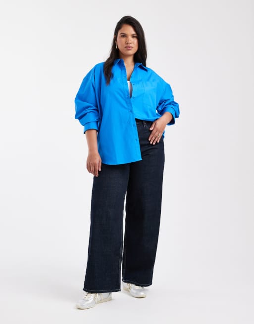 ASOS DESIGN Curve – Oversize-Hemd in Blau, 3 von 4