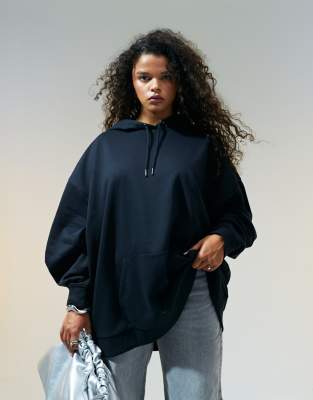 ASOS DESIGN Curve - Oversize-Kapuzenpullover in Schwarz, Kombiteil