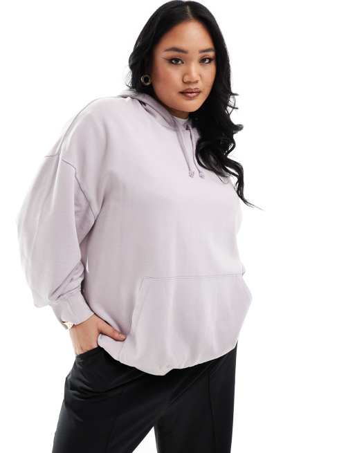 ASOS DESIGN Curve – Oversize-Kapuzenpullover in verwaschenem Flieder