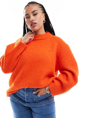 ASOS DESIGN Curve - Oversize-Pullover in Orange mit Rundhalsausschnitt