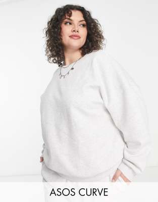 ASOS DESIGN Curve - Oversize-Sweatshirt in meliertem Eisgrau, Kombiteil