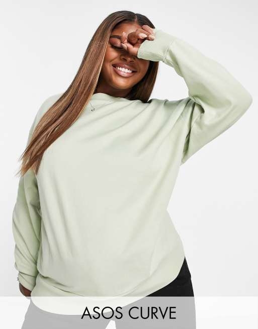 ASOS DESIGN Curve – Oversize-Sweatshirt in Salbeigrün