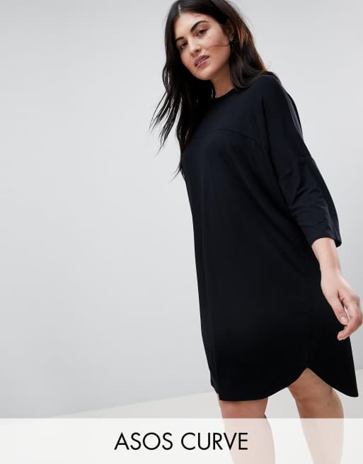 Asos Design Curve Oversize T Shirt Dress With Seam Detail Asos