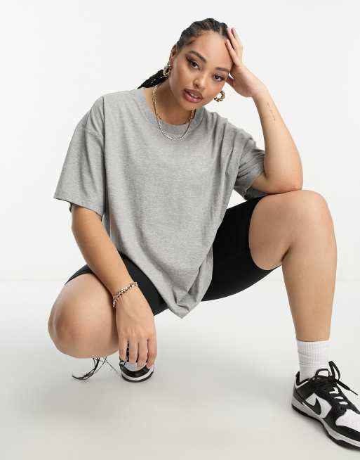 Asos Design Curve Oversize T Shirt In Dunkelgrau Meliert Asos