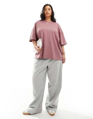 ASOS DESIGN Curve - Oversize-T-Shirt in meliertem Staubrosa