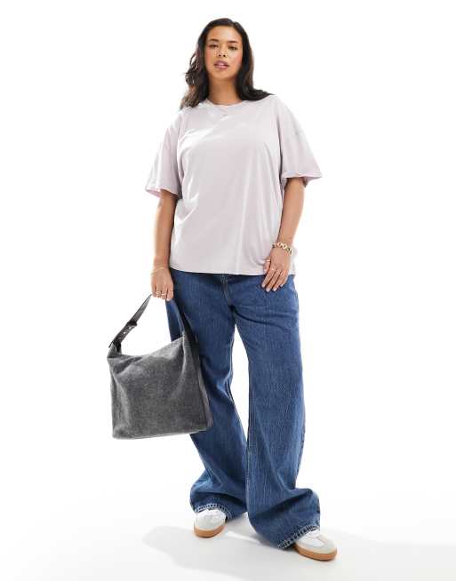 ASOS DESIGN Curve – Oversize-T-Shirt in verwaschenem Flieder