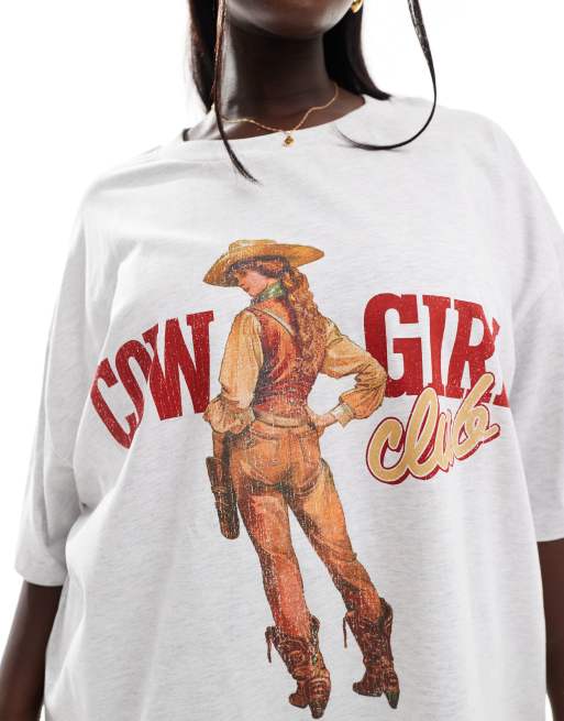 ASOS DESIGN Curve – Oversize-T-Shirt mit „Cowgirl Club“-Print, 2 von 4