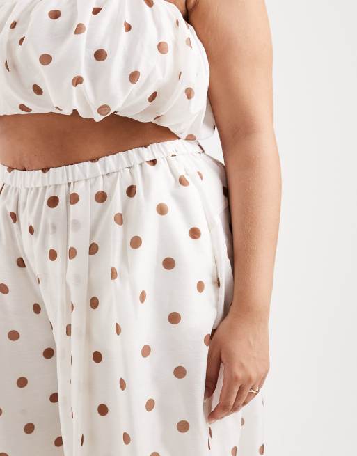ASOS DESIGN Curve oversized balloon pants in terracotta polka dots - part of a set, 3 of 4