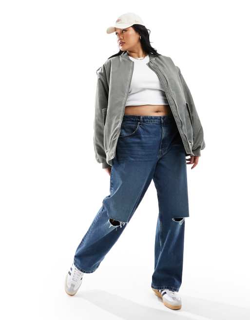 ASOS DESIGN Curve - Oversized bomberjack in acid wash, 2 van 4