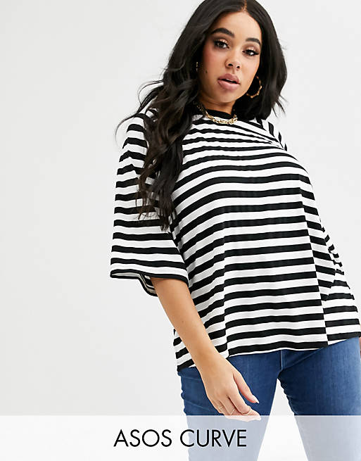ASOS DESIGN Curve oversized boxy t-shirt in stripe | ASOS