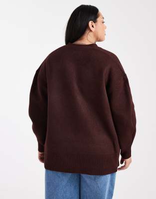Asos Curve Asos Design Curve Oversized Boyfriend Cardigan In Purple