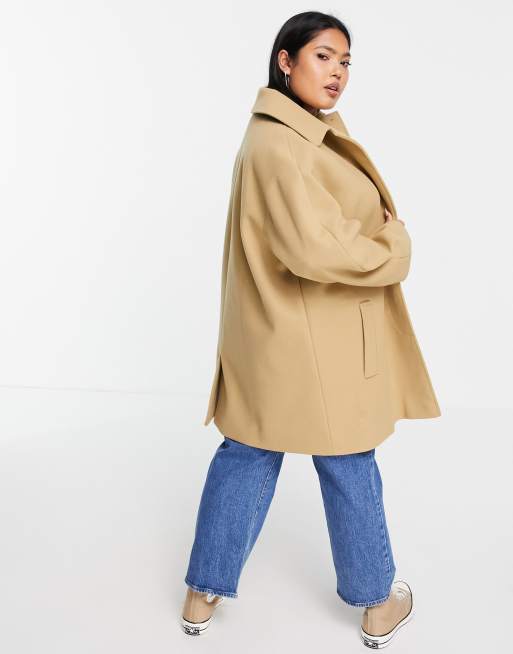 ASOS DESIGN Curve oversized boyfriend coat in camel