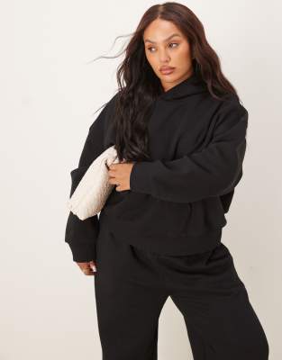 ASOS DESIGN Curve oversized brushback hoodie in black