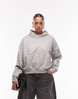 ASOS Curve ASOS DESIGN Curve oversized brushback hoodie in grey marl