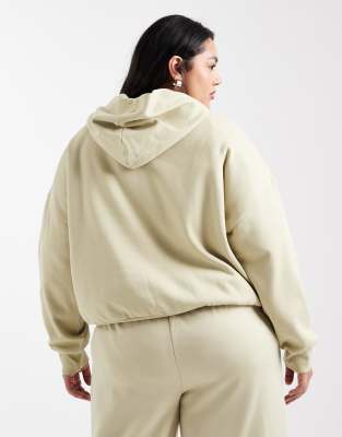 Asos Curve Asos Design Curve Oversized Brushback Hoodie In Neutral