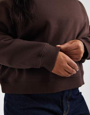 Asos Curve Asos Design Curve Oversized Brushback Sweatshirt With Raglan Detail In Brown