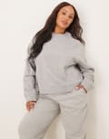 [ASOS Curve] ASOS DESIGN Curve oversized brushback sweatshirt with raglan detail in grey marl XL Grey marle