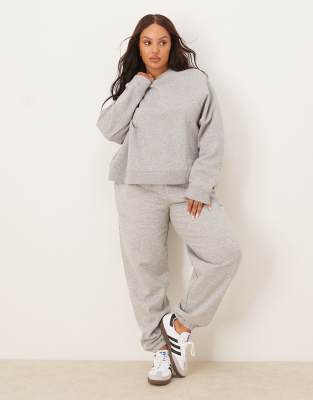 Asos Curve Asos Design Curve Oversized Brushback Sweatshirt With Raglan Detail In Gray